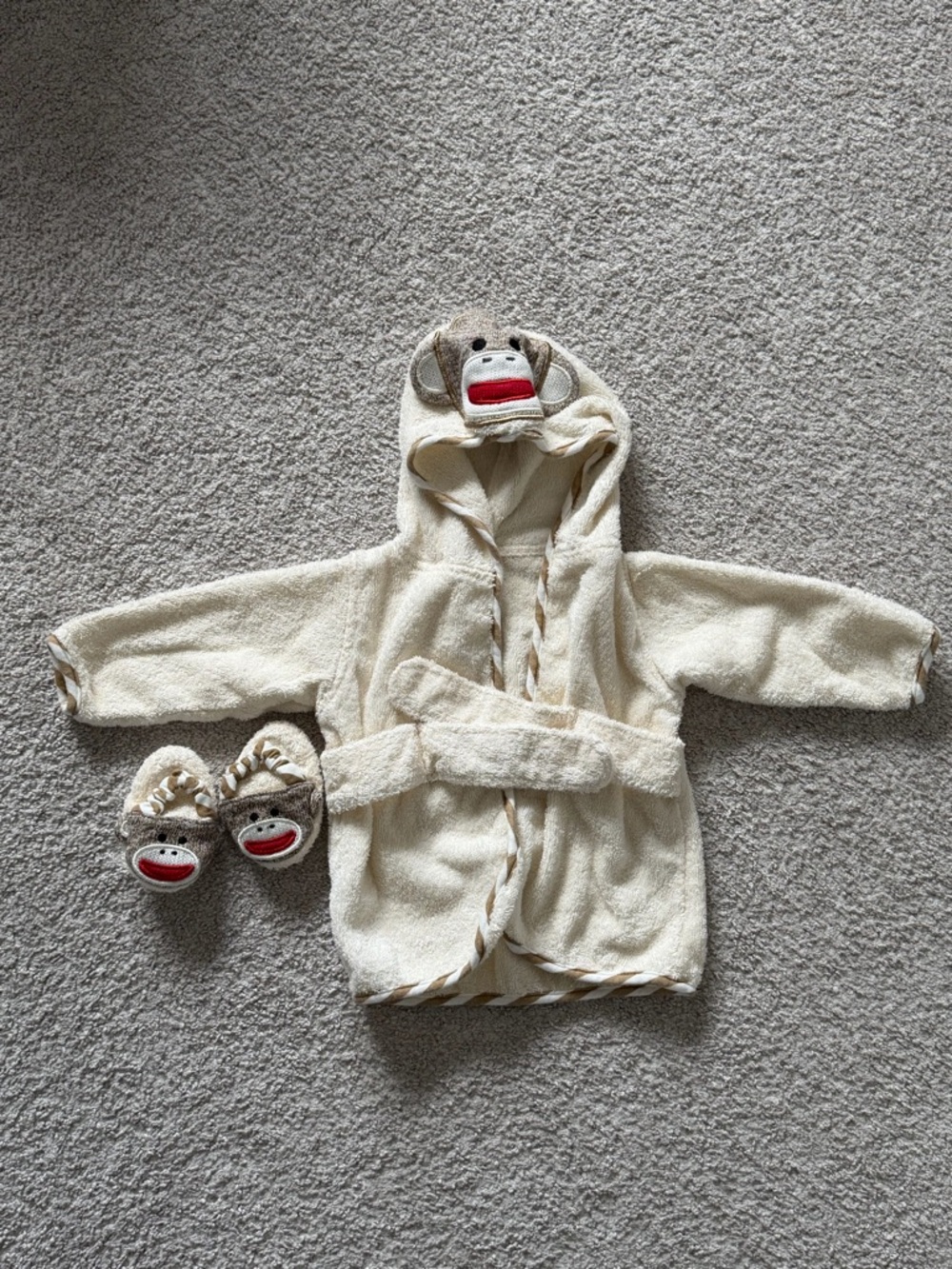 Baby Hooded Monkey Bath Robe and Slippers